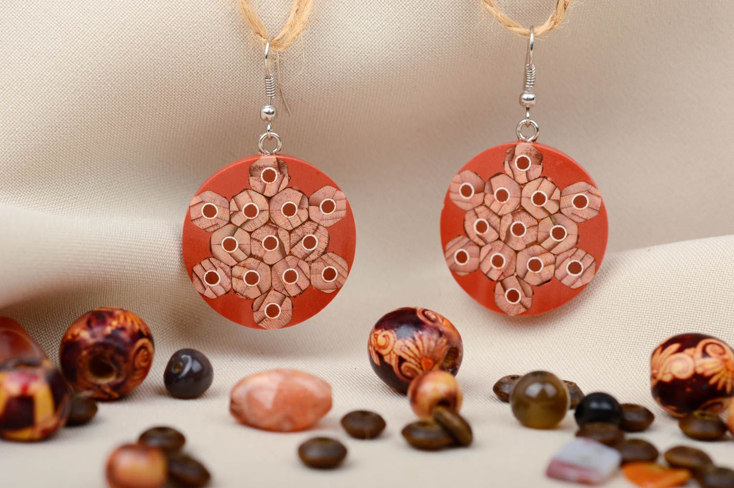Handmade modern jewelry wooden earrings with charms fashion jewelry for girls photo 1