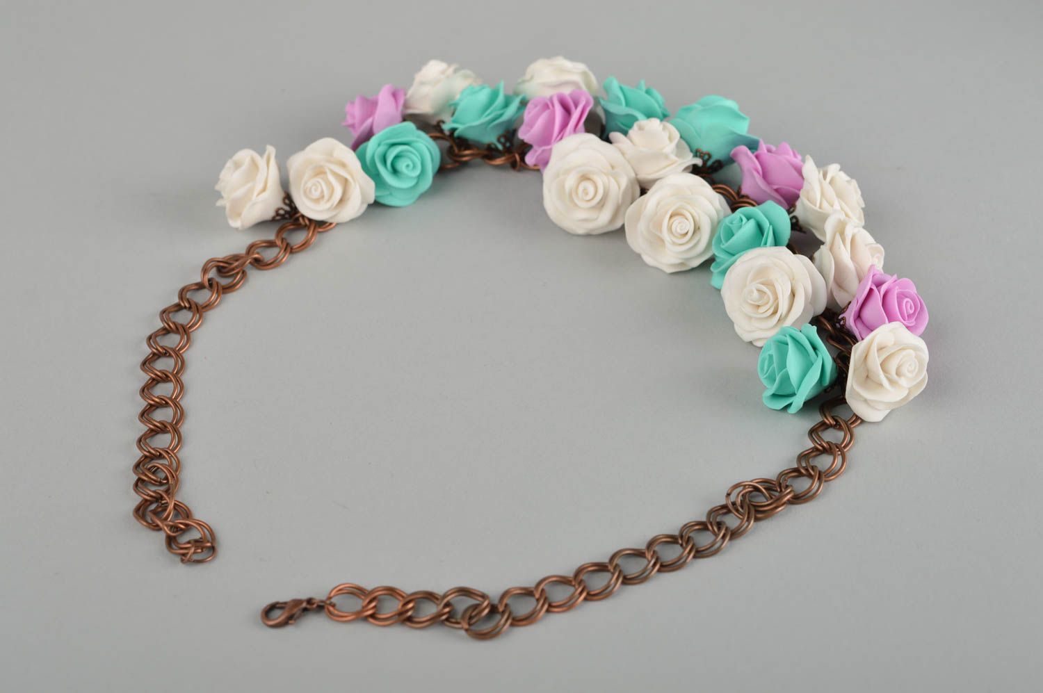 Handmade necklace polymer clay flower jewelry necklaces for women chain necklace photo 4