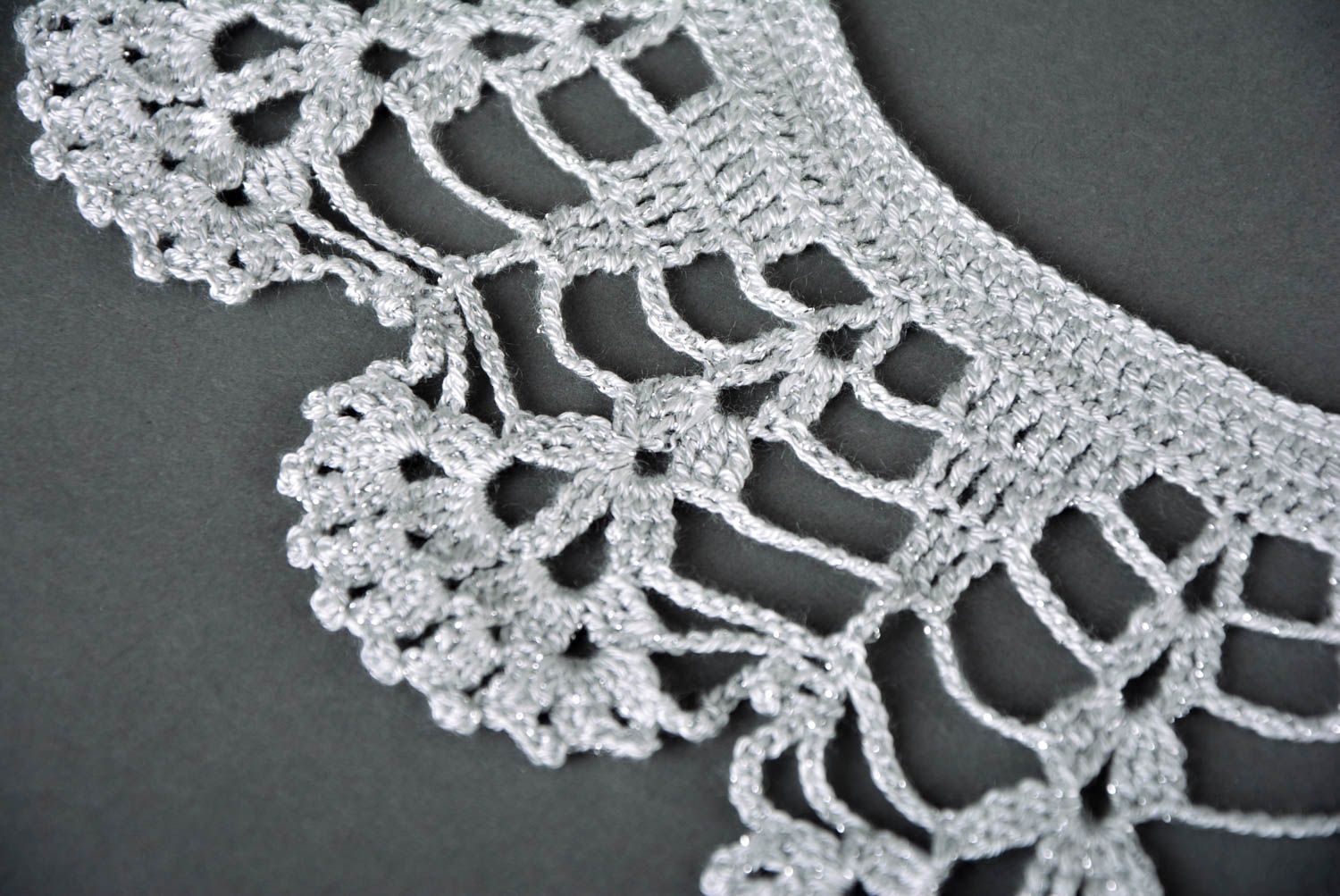 Faux col ajouré Accessoire fait main blanc tricoté au crochet Cadeau femme photo 5