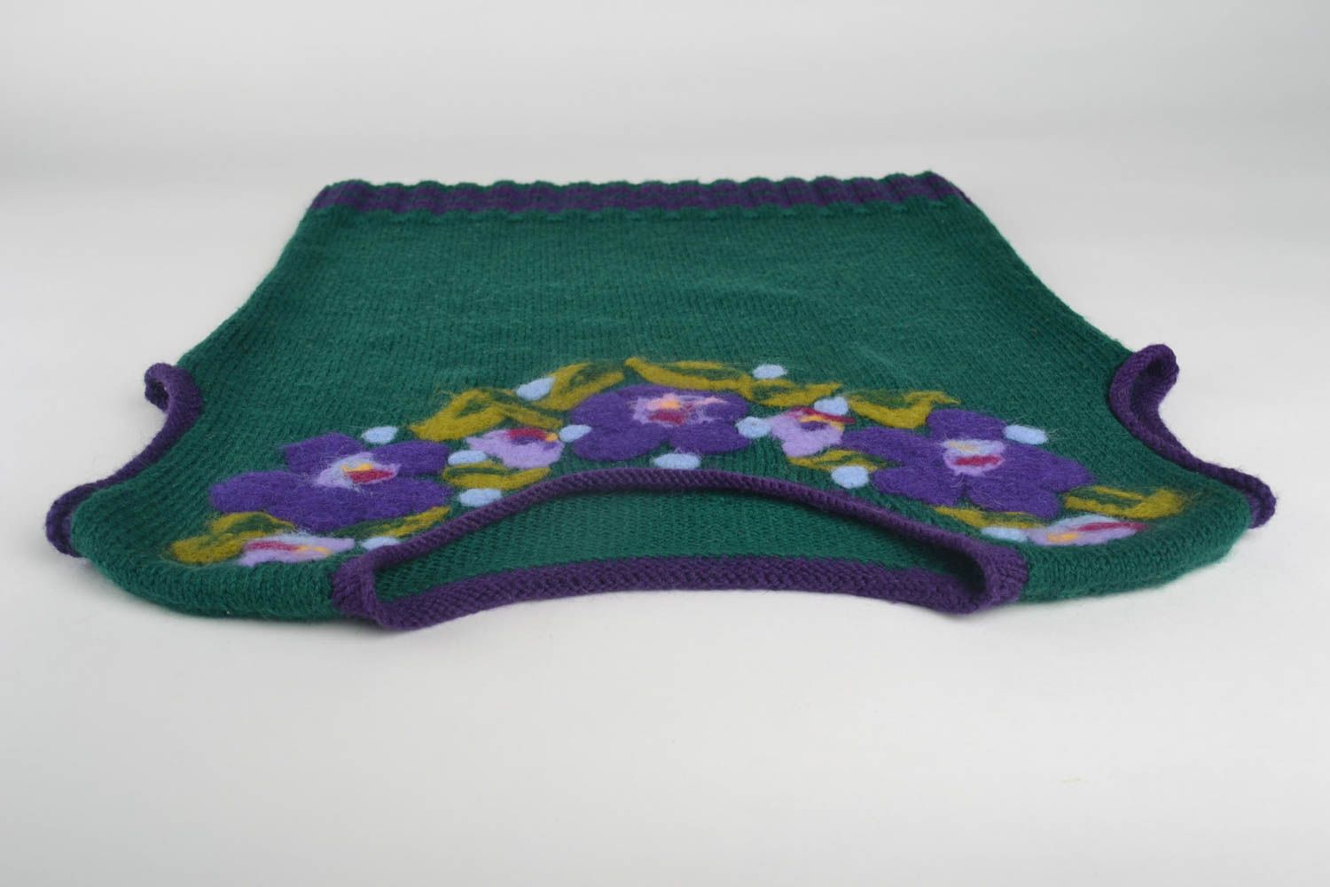 Зимняя одежда ручной работы женская жилетка шерстяная одежда с цветами зеленая фото 4
