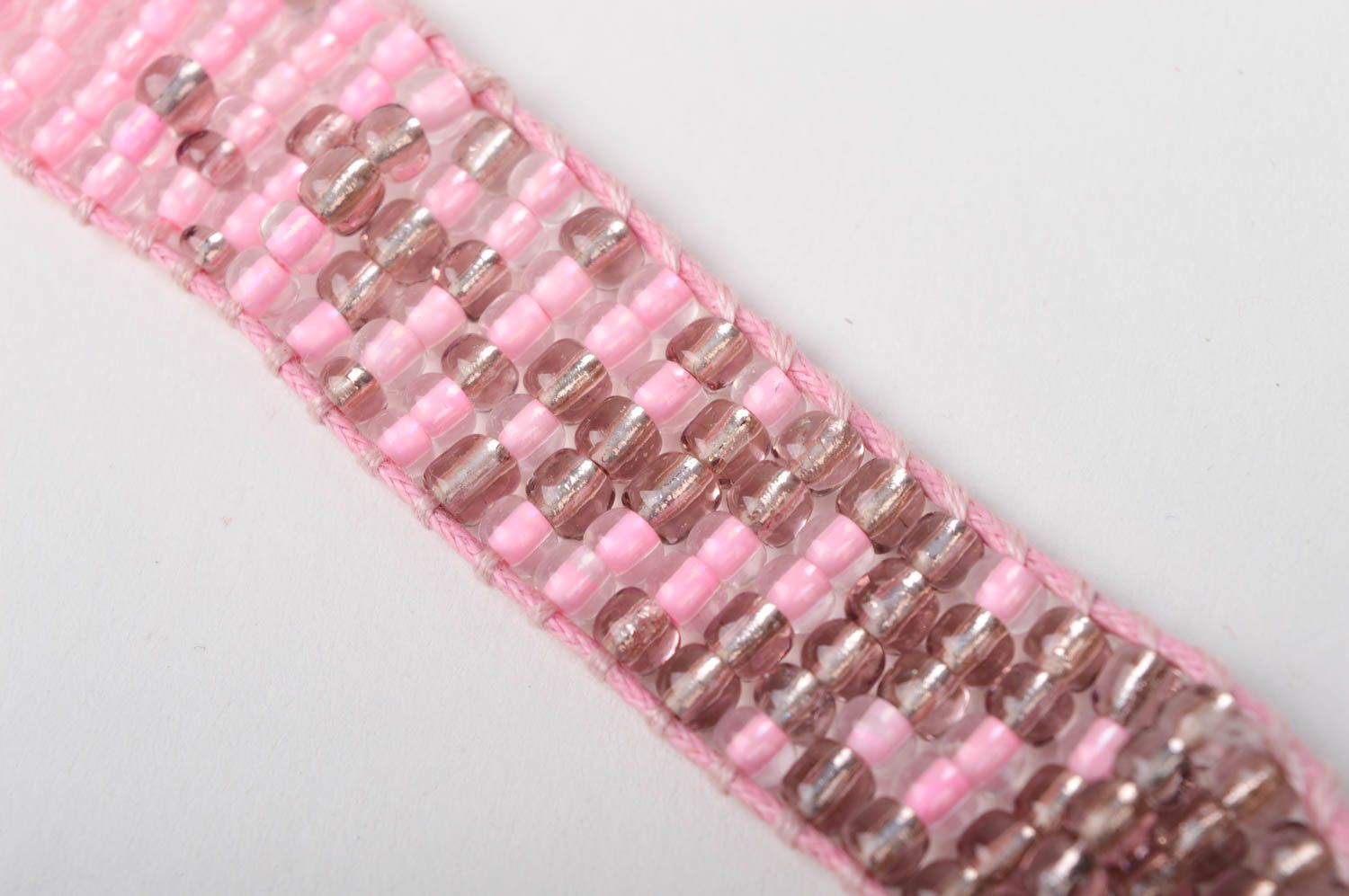 Браслет из бисера ручной работы модный браслет розовый модная бижутерия фото 4