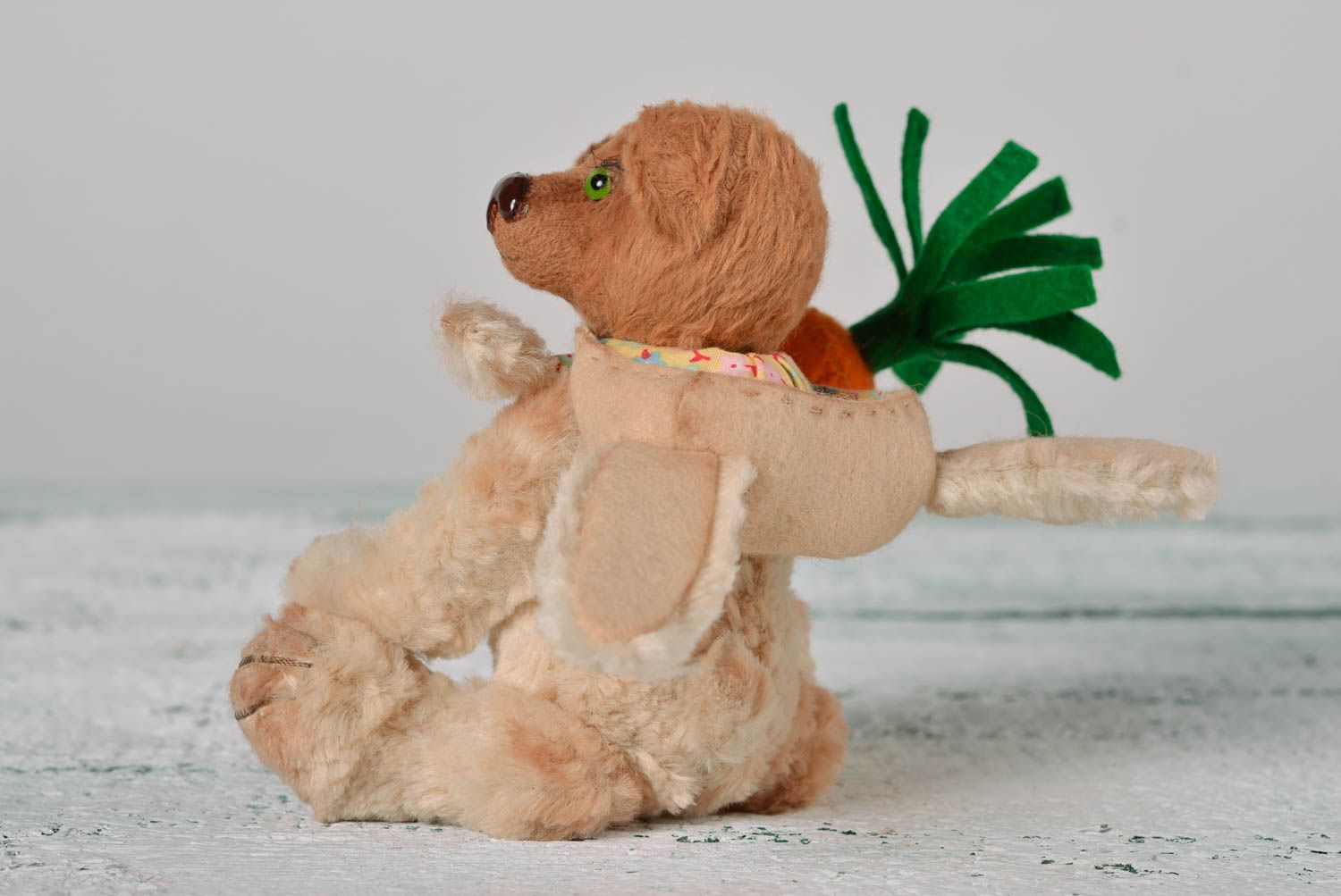 Bär Kleinkinder Spielzeug handmade Geschenk für Kinder Stoff Tier Haus Deko foto 3