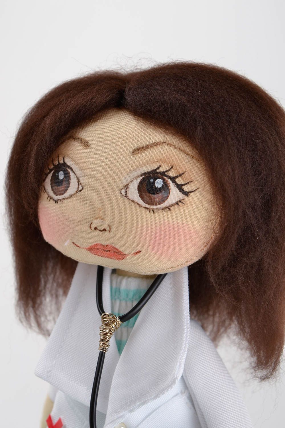 Handmade textile doll designer nurse toy interior idea for present rag toy photo 4