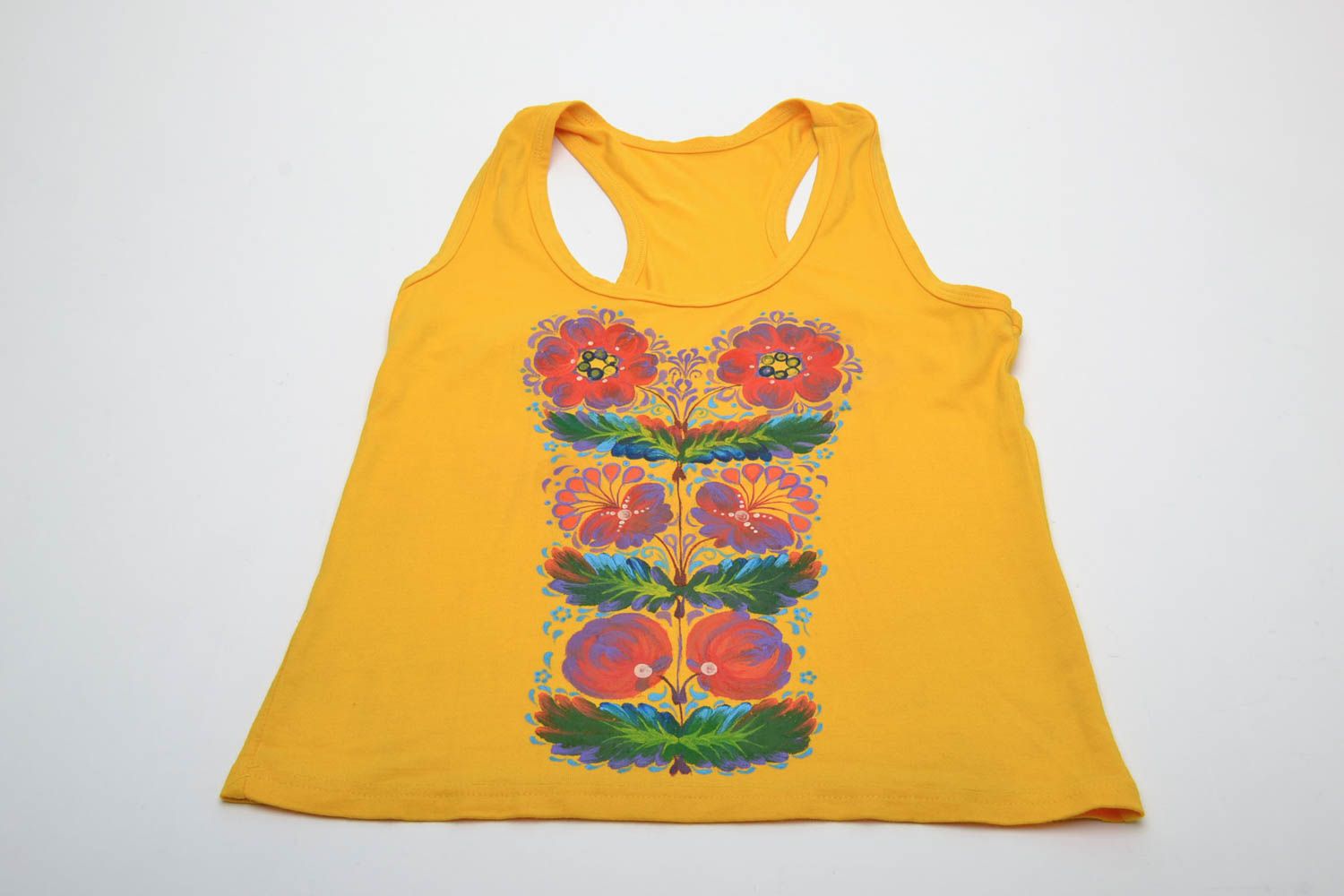 Camiseta original de mujer con pintura de Petrykivka amarilla foto 2