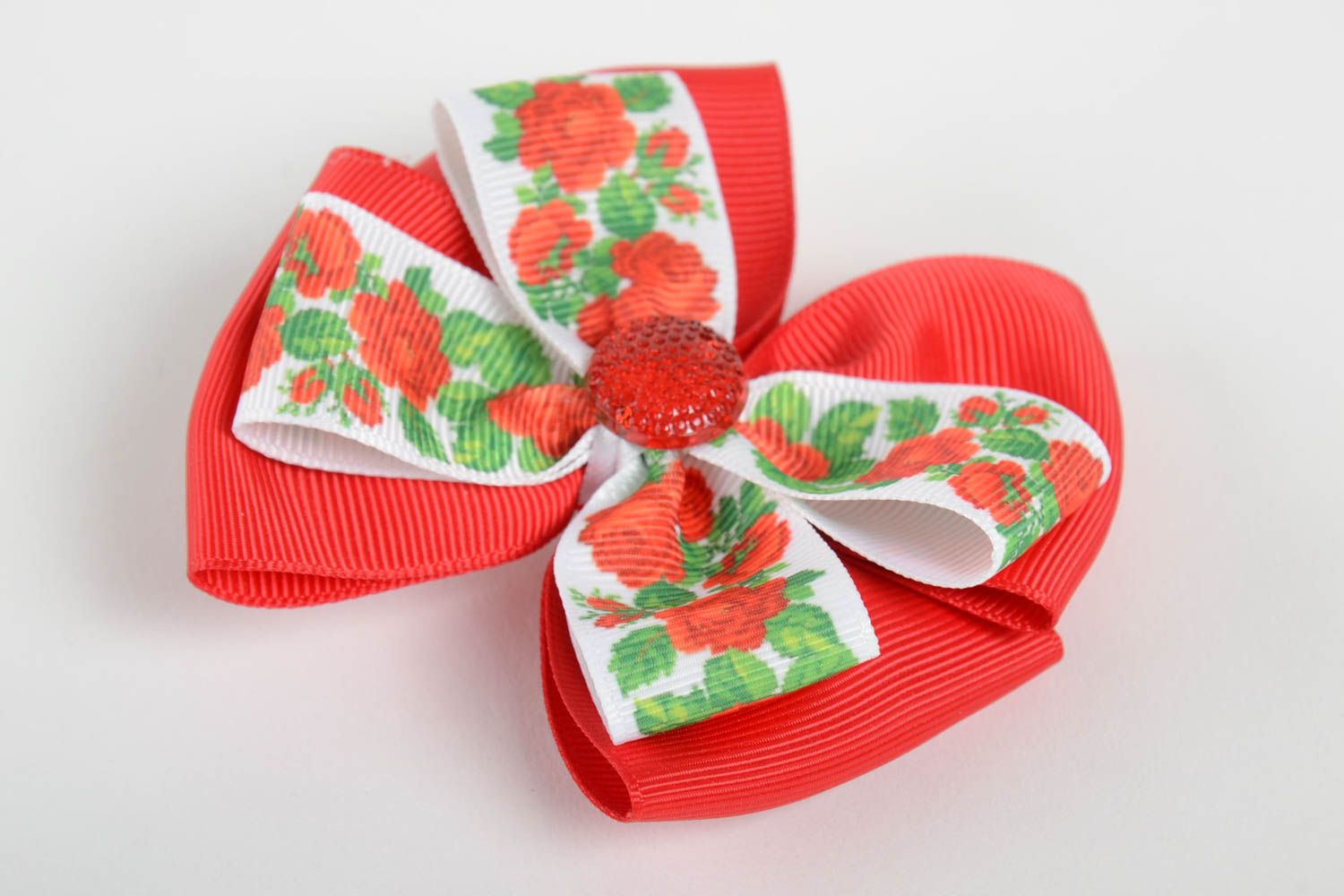 Handmade satin ribbon bow hair clip homemade barrette hair bow gifts for her photo 2