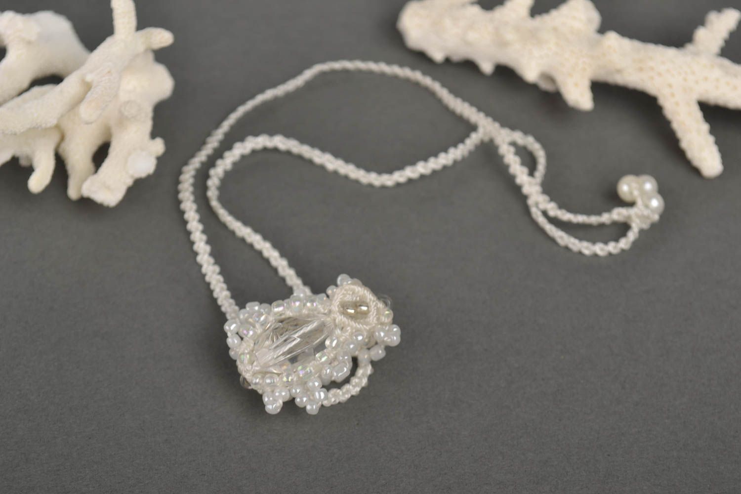 Handmade pendant designer ring unusual accessory macrame jewelry gift for girls photo 1