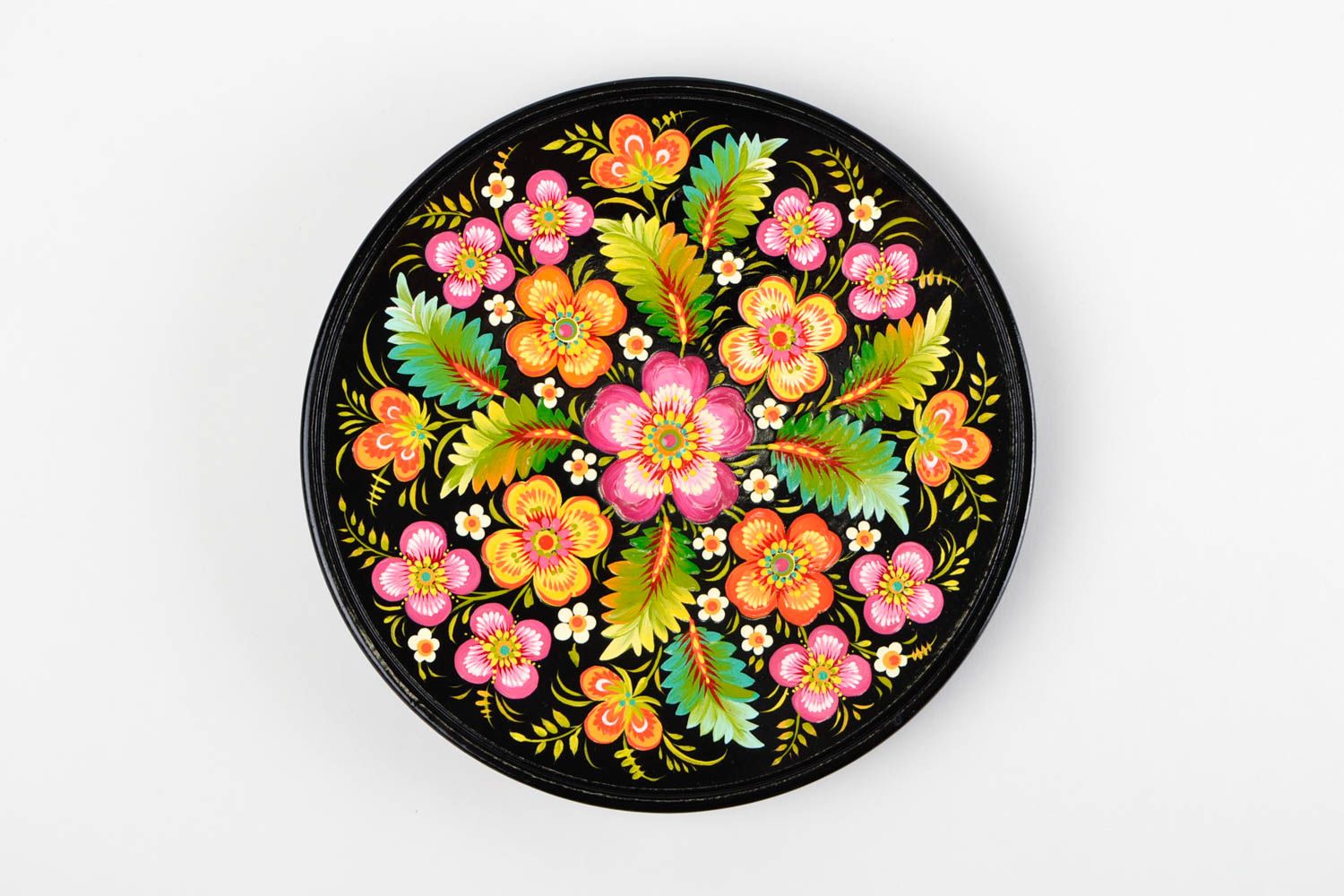 Декор на стену ручной работы круглая декоративная тарелка расписная посуда фото 3