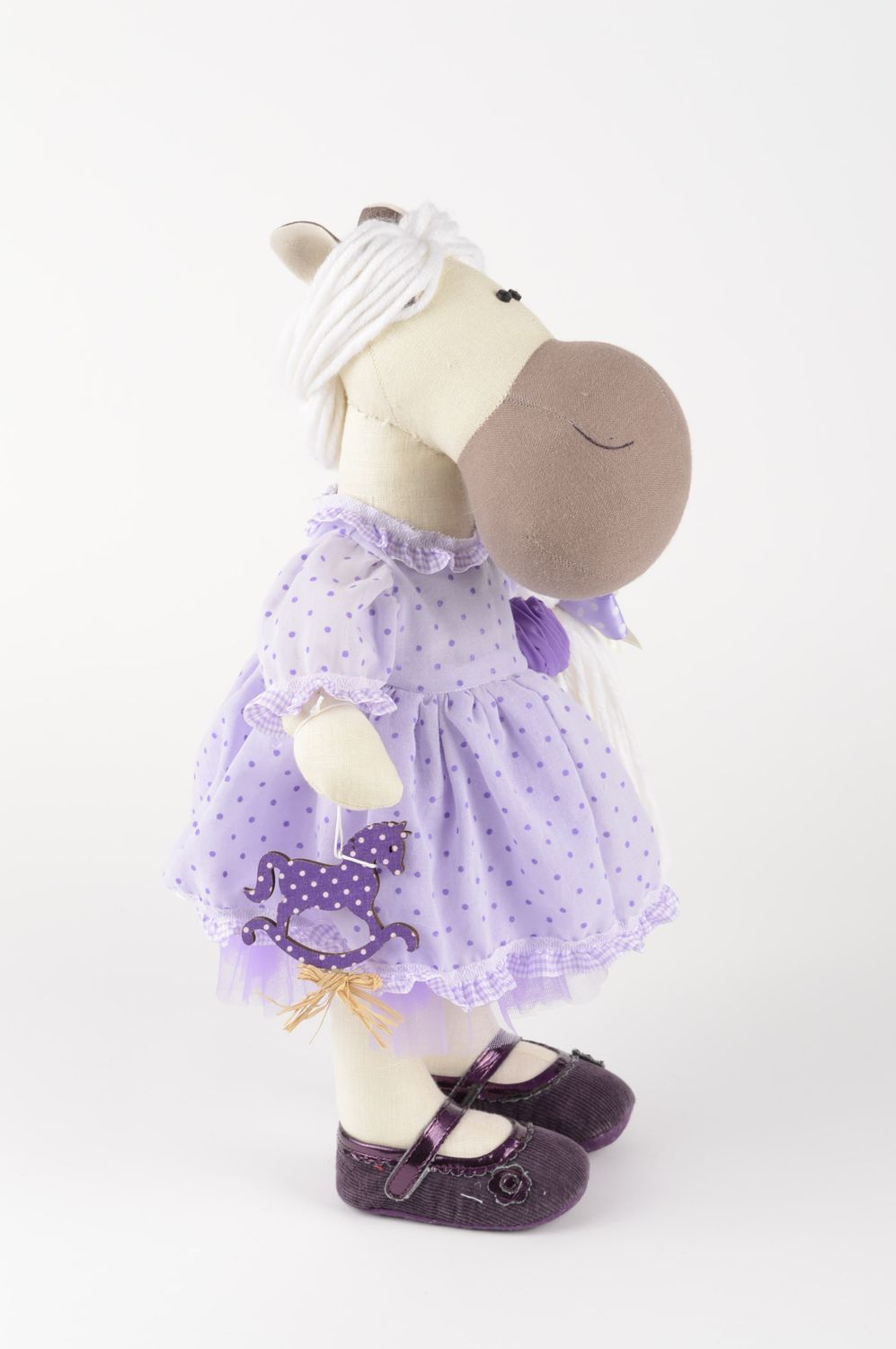 Забавная оригинальная кукла ручной работы кукла из ткани лошадка мягкая кукла фото 3