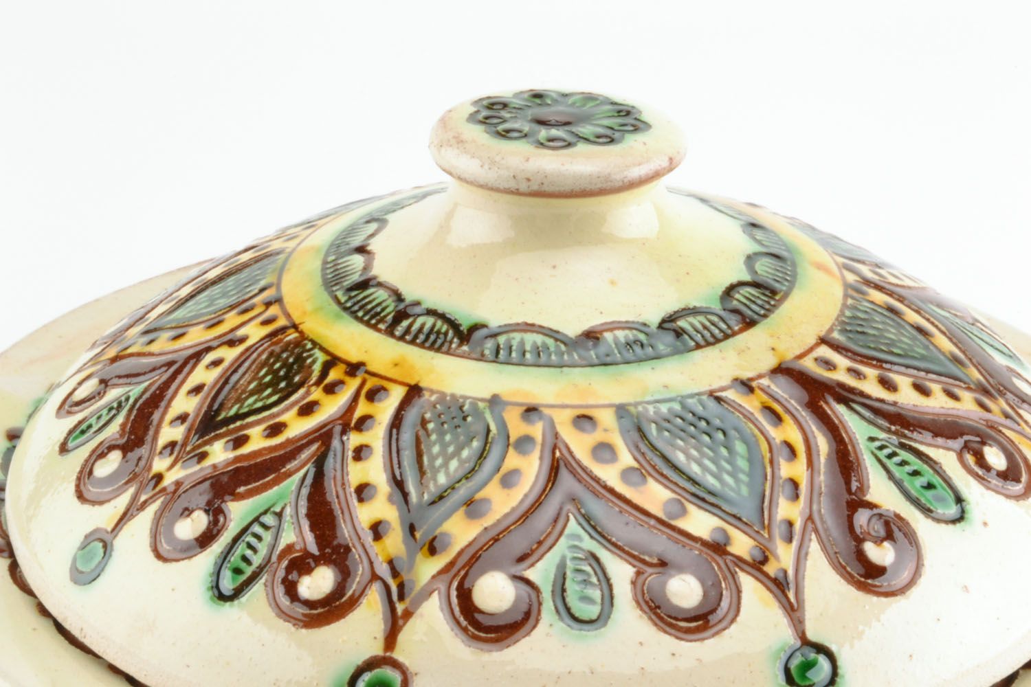 Keramik Schale mit Deckel bemalt foto 5