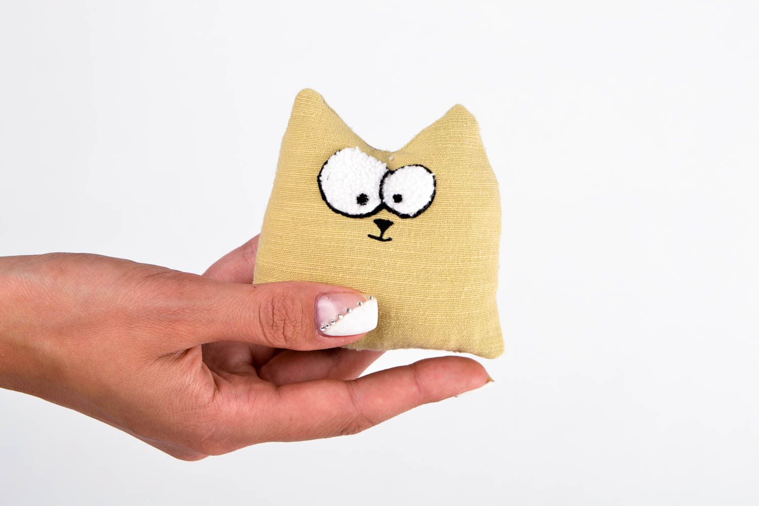 Juguete hecho a mano gato de tela regalo para niño decoración de dormitorio foto 2