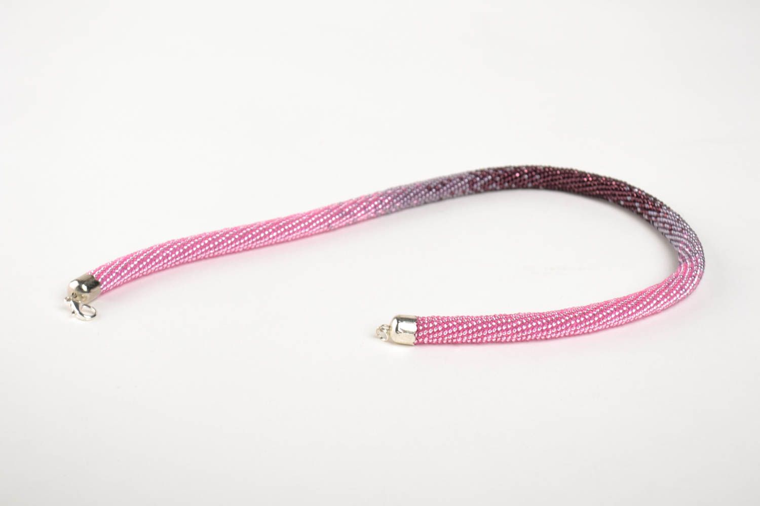Elegant cord necklace handmade seed bead necklace beaded stylish jewelry  photo 5