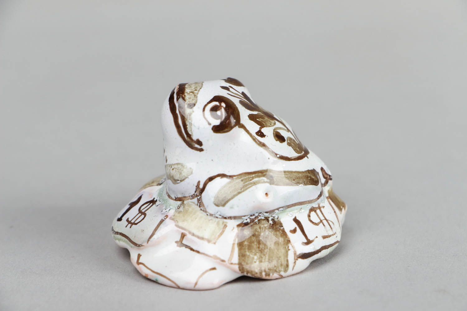Figurine en céramique grenouille peinte faite main photo 2