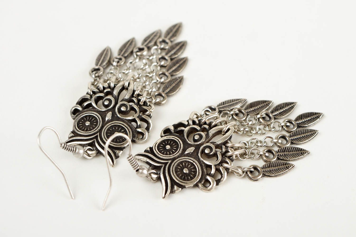 Women metal accessories long handmade earrings owl fashion gift for girls photo 4