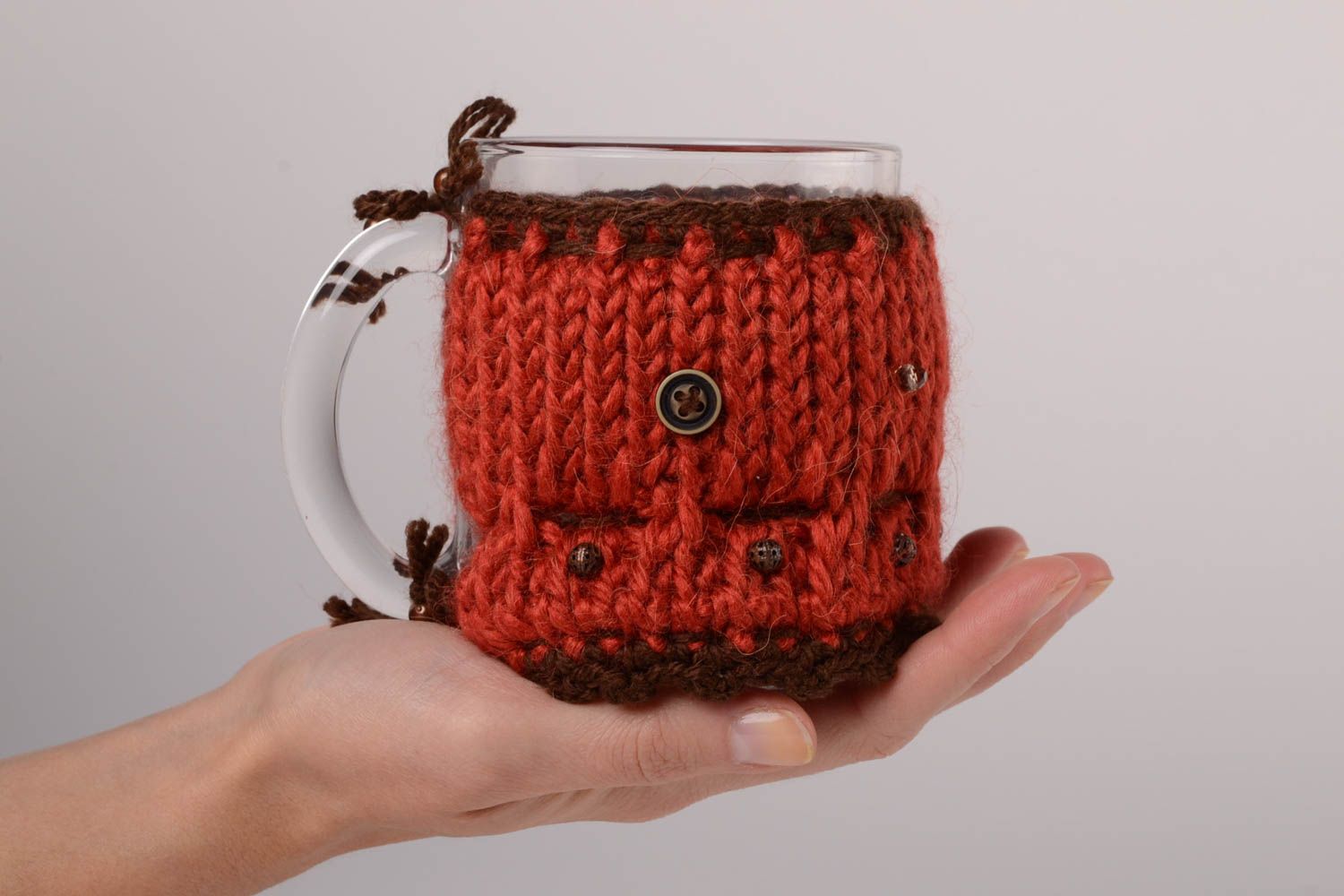 Couvre-tasse tricot fait main fils acryliques crochet Pull pour mug original photo 2
