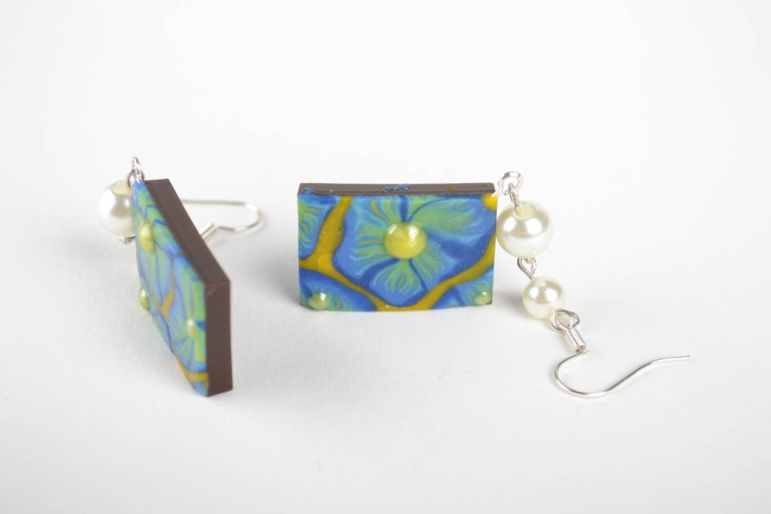 Handmade polymer clay earrings for girls bright designer bijouterie accessories photo 2
