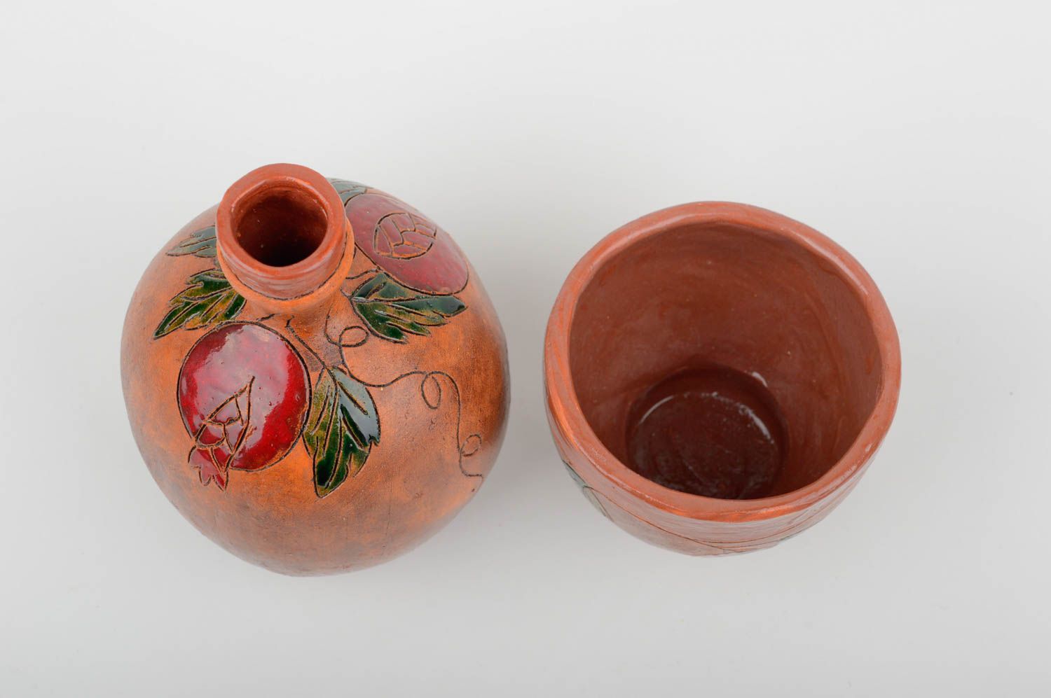 Öko Geschirr Set Keramik Handarbeit Ton Becher und Keramik Krug klein  foto 4