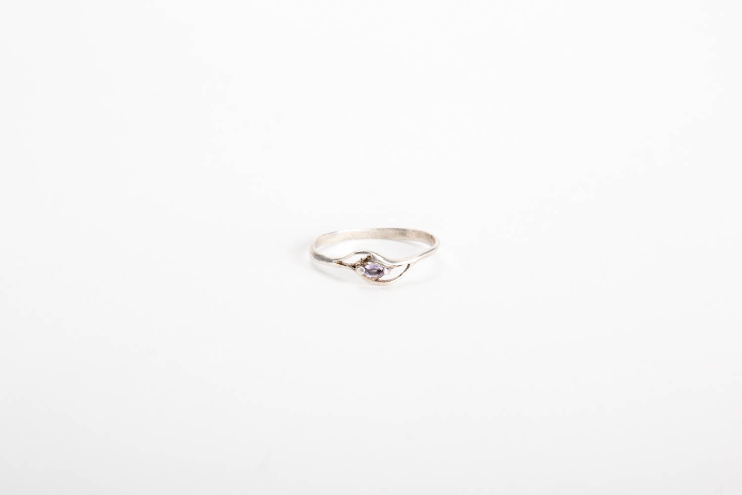 Серебряное украшение ручной работы серебряное кольцо женское кольцо с аметистом фото 5