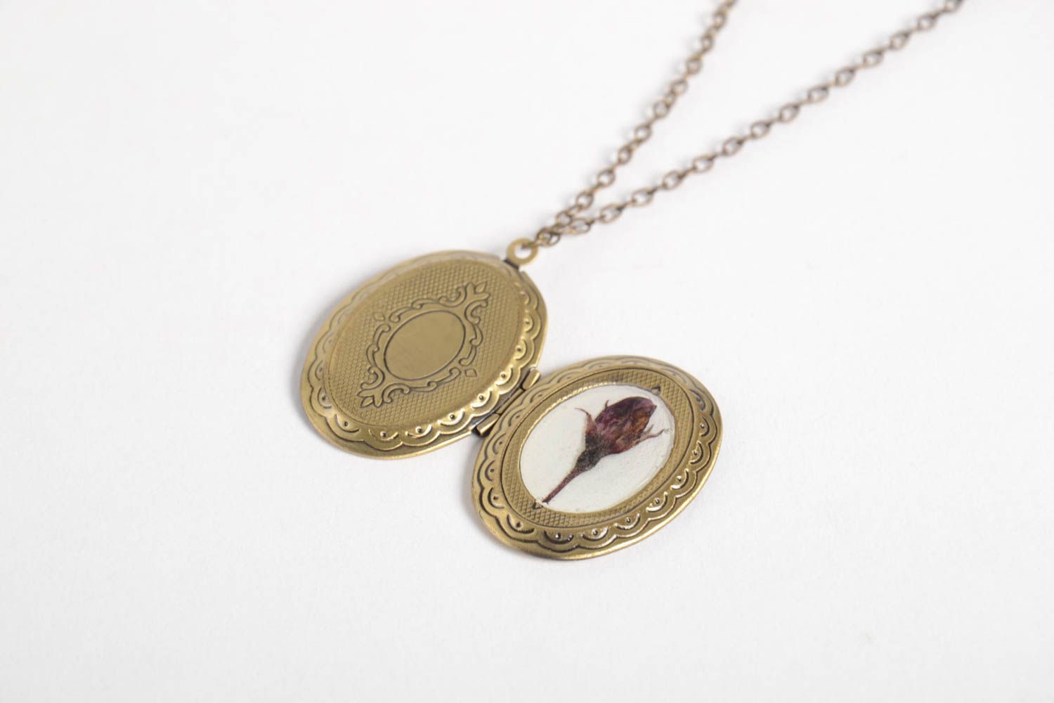 Handmade designer medallion unusual botanical jewelry stylish resin pendant photo 3