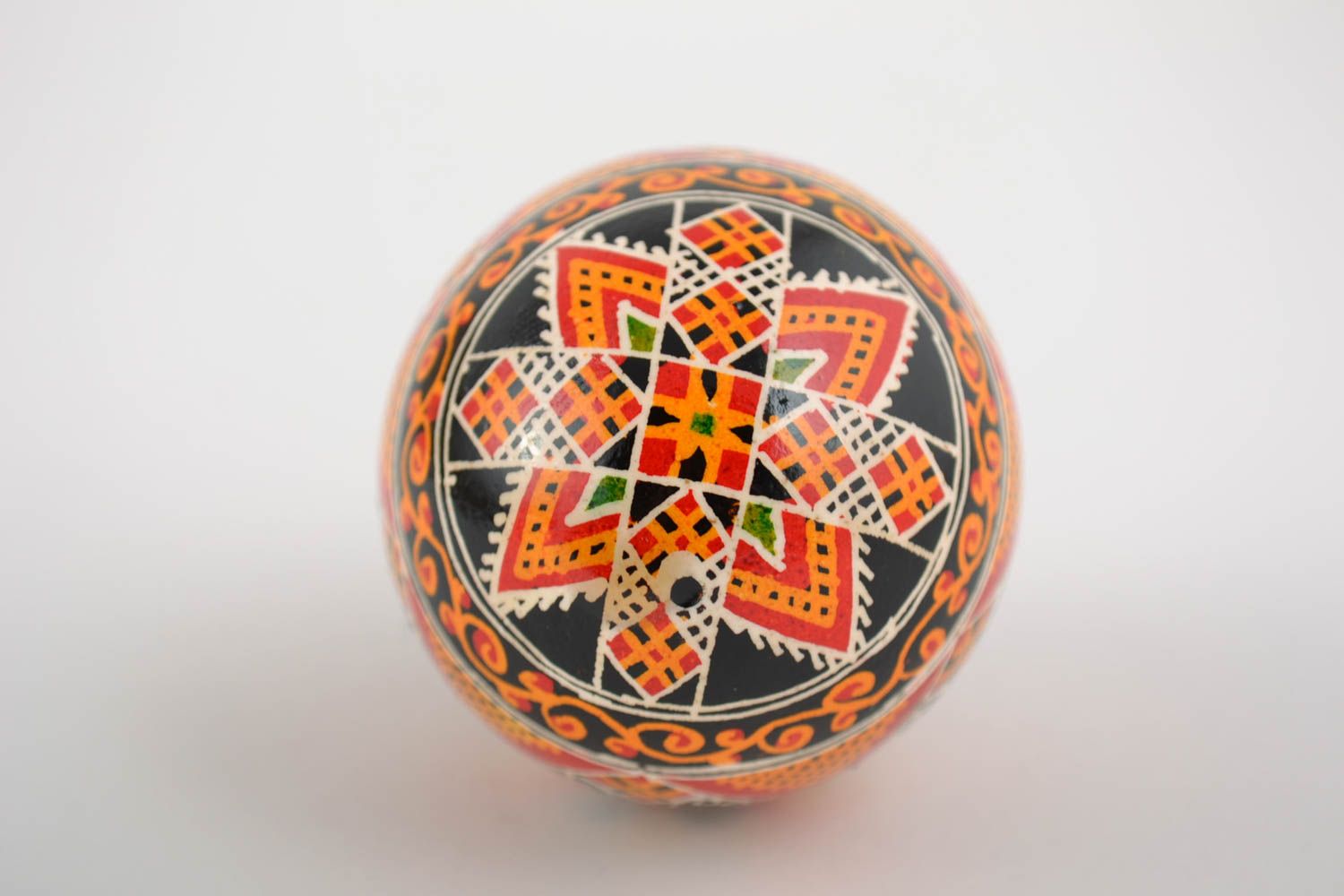 Beautiful small handmade painted Easter egg with Slavic symbolics photo 5