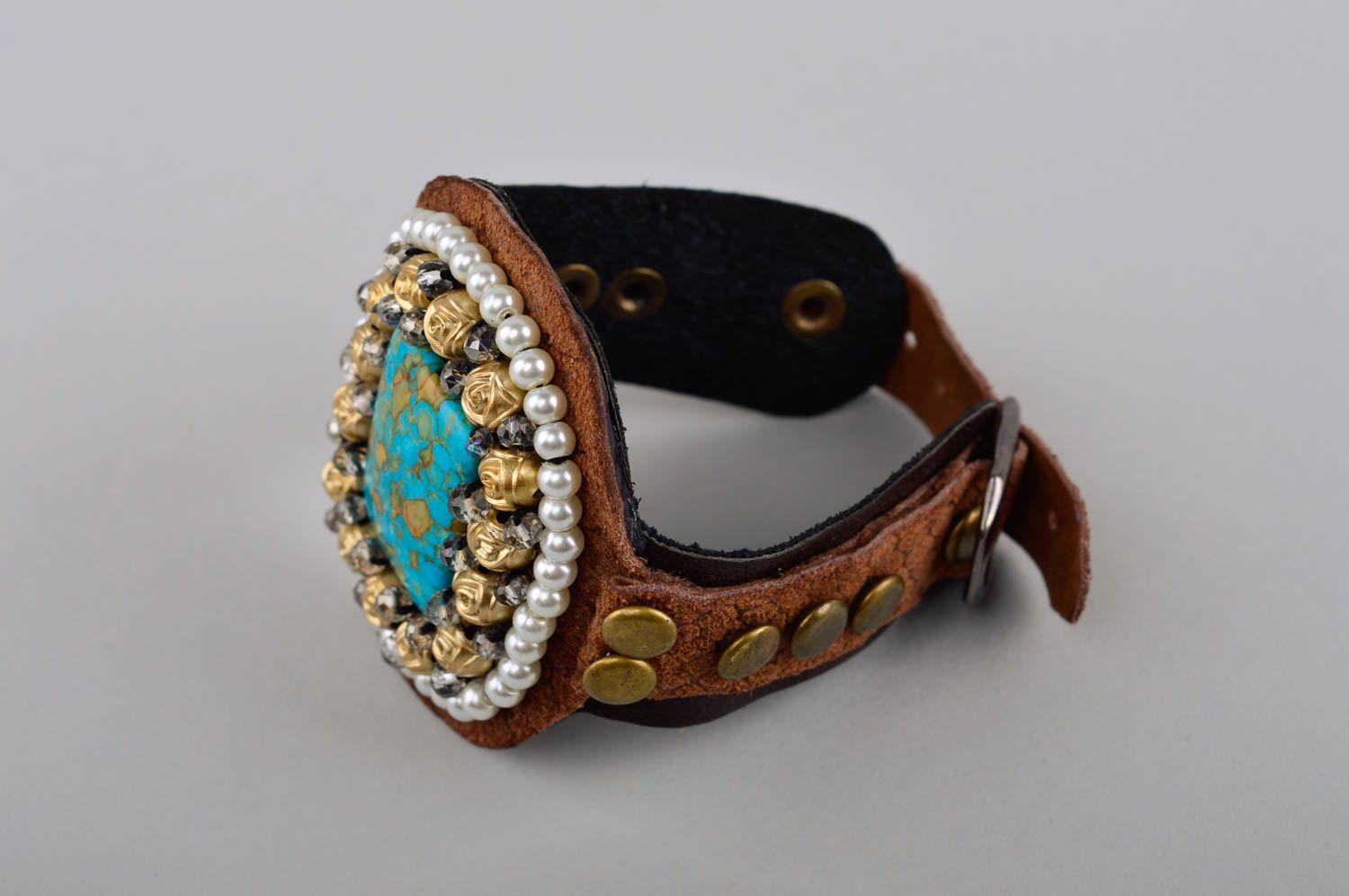 Handmade leather designer bracelet accessory in ethnic style cool bracelet photo 6