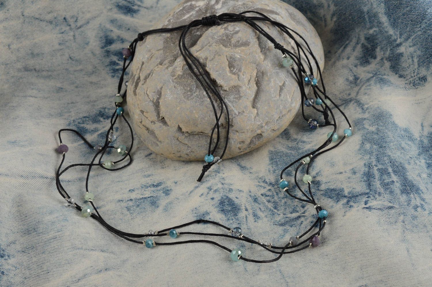 Handmade Damen Collier Halskette Damen Halskette Frauen aus Glasperlen foto 1