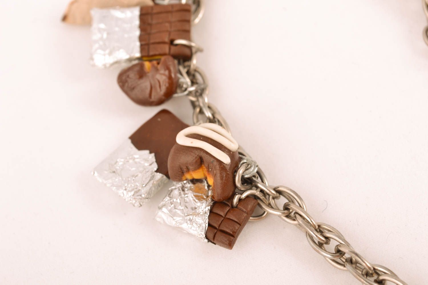 Polymer clay bracelet with chain photo 2