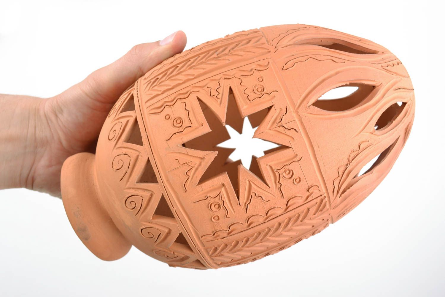 Jarrón decorativo de estilo étnico con forma de huevo de Pascua hecho a mano foto 2
