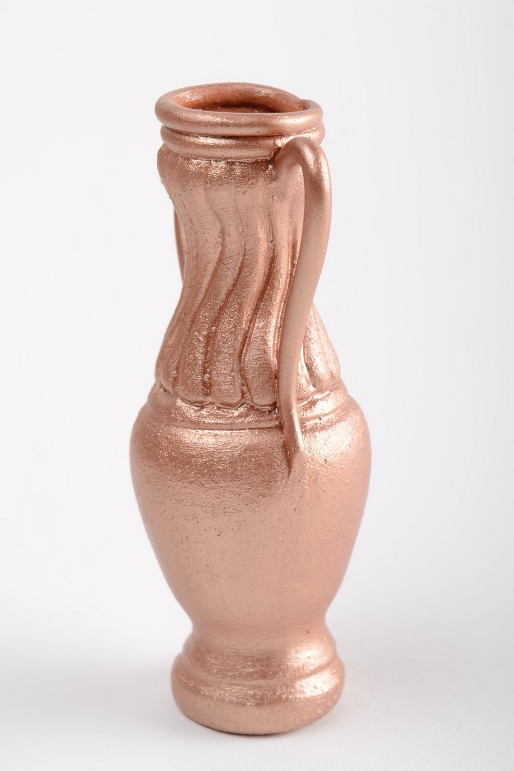 Vase en céramique beige nacré insolite décoratif fait main style ethnique photo 5