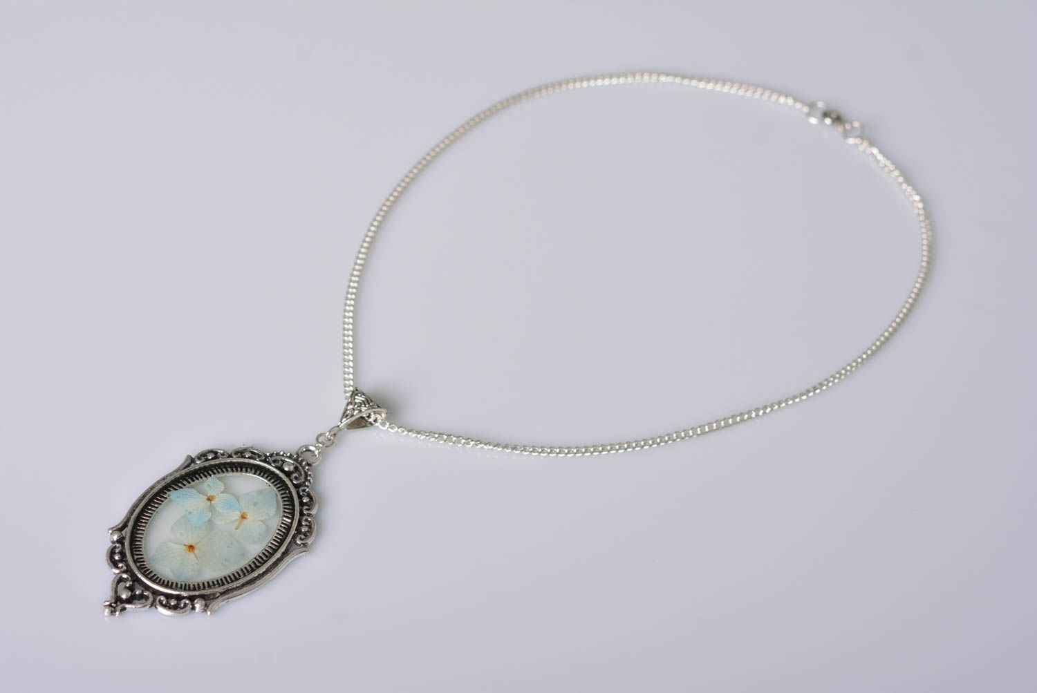 Botanic pendant handmade pendant with natural flowers handmade jewelry photo 3