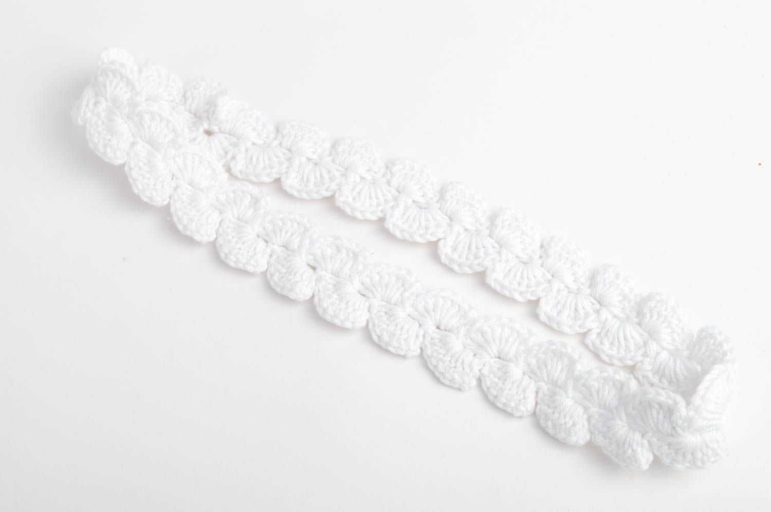 Handmade crocheted headband thin beautiful white headband unusual accessory photo 3