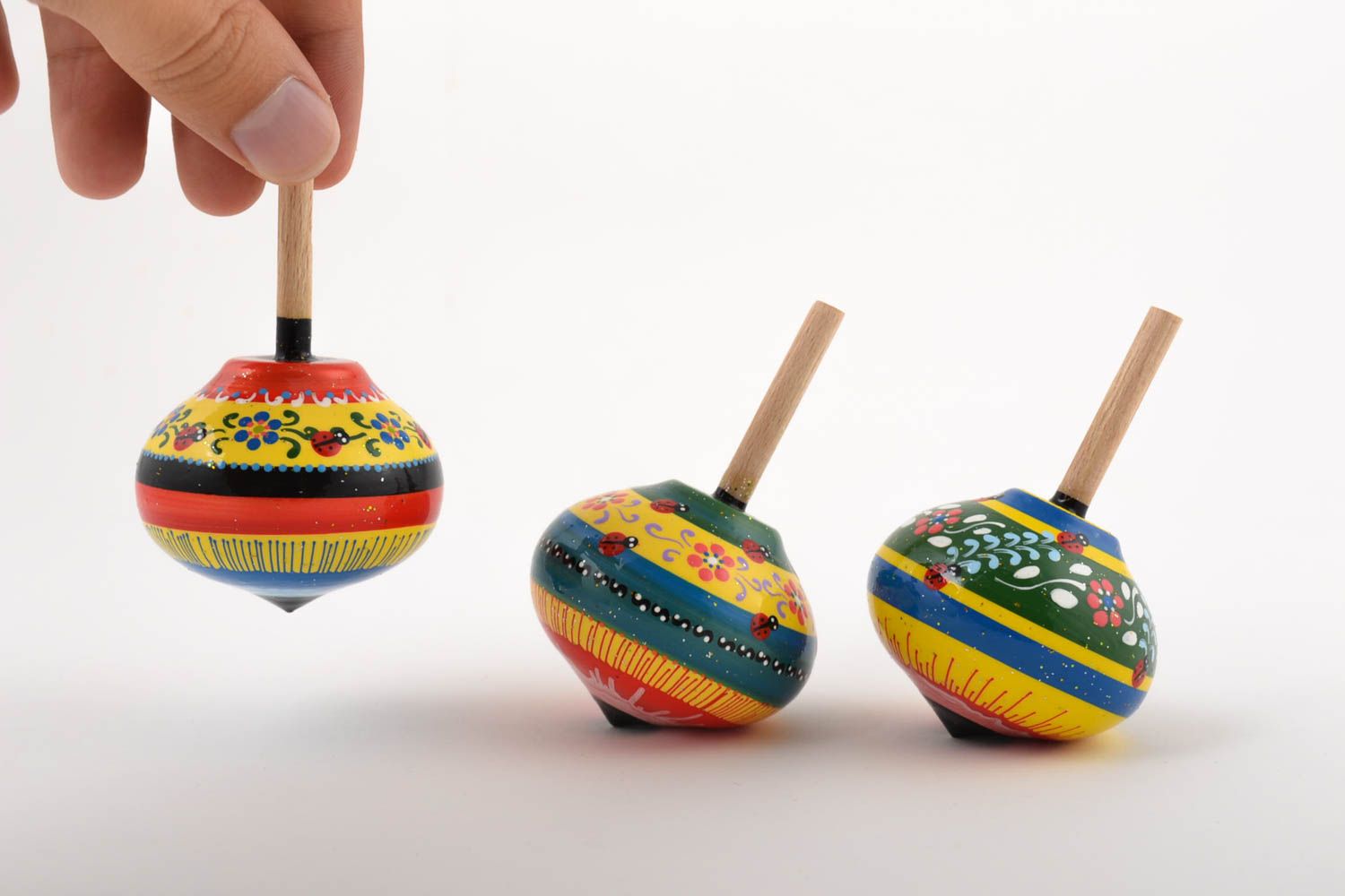 Trompos de madera artesanales regalo personalizado juguetes para niños foto 2