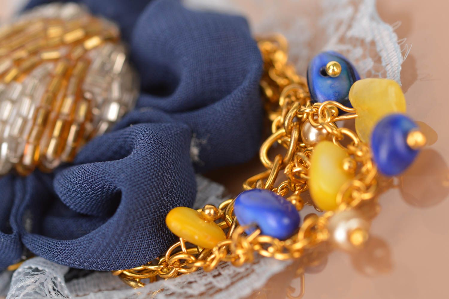 Beautiful vintage handmade brooch Blue Flower designer stylish accessory photo 5