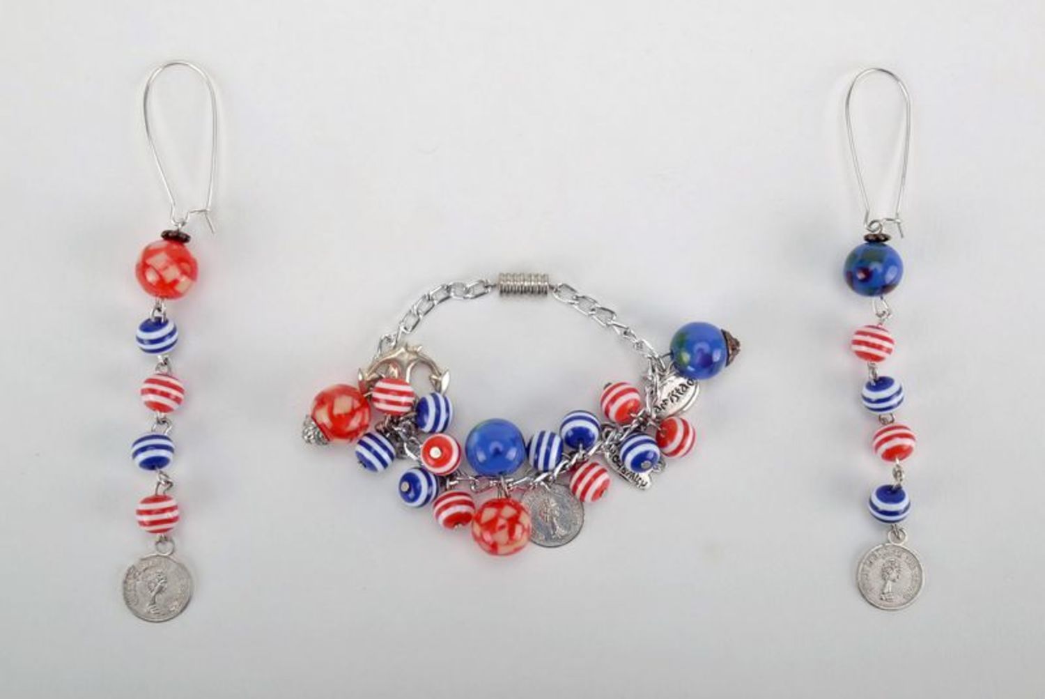 Jewelry set bracelet and earrings in marine style photo 2