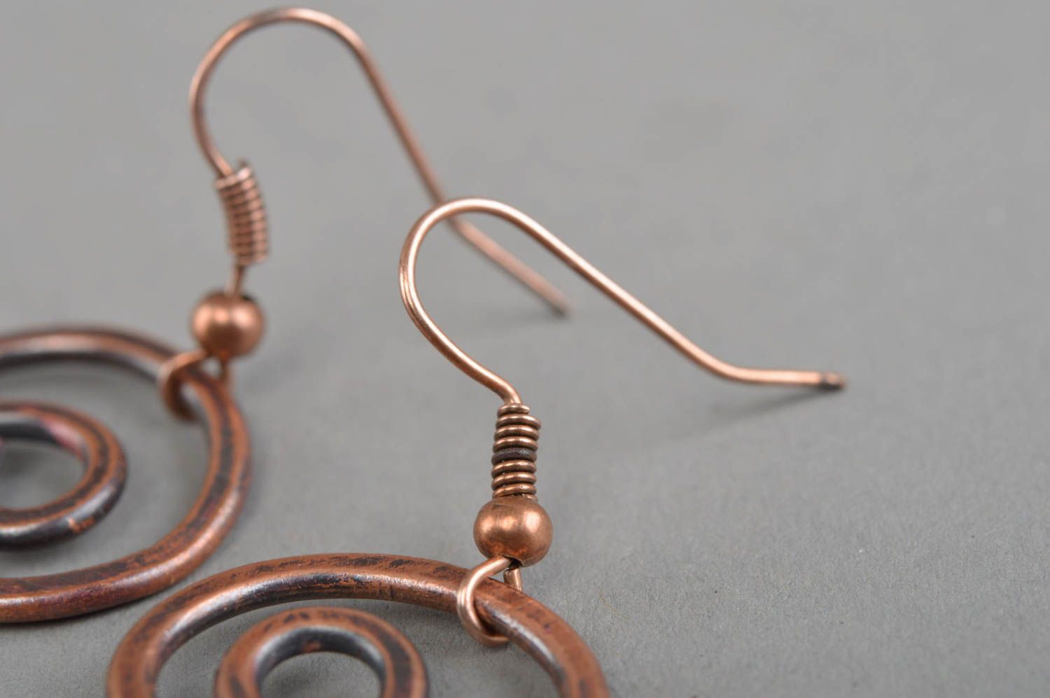 Handmade metal earrings unusual forged copper earrings fashion accessories photo 3
