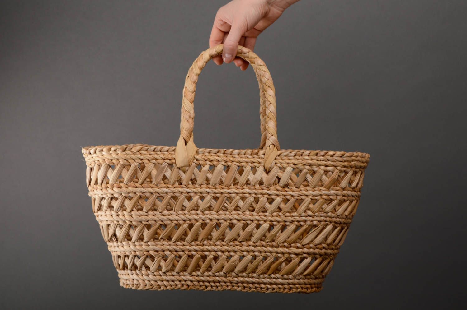 Tasche Korb handmade aus Rohrkolben künstlerisch foto 5