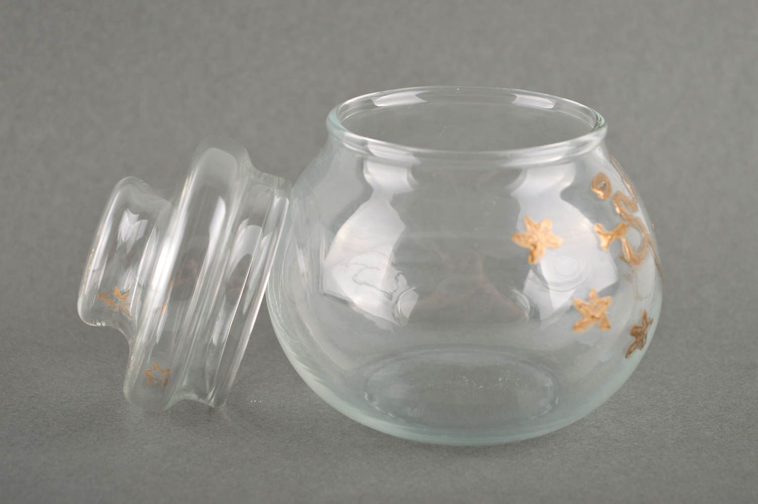 Стеклянная посуда ручной работы стеклянная сахарница с крышкой кухонная посуда фото 3