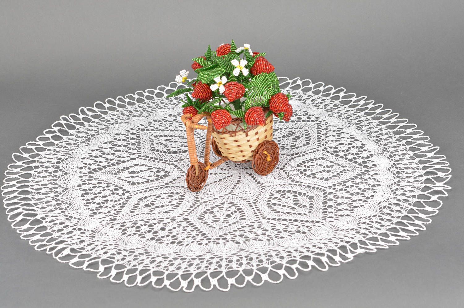 Servilleta tejida y florero decorativo de bicicleta hechos a mano adornos foto 2