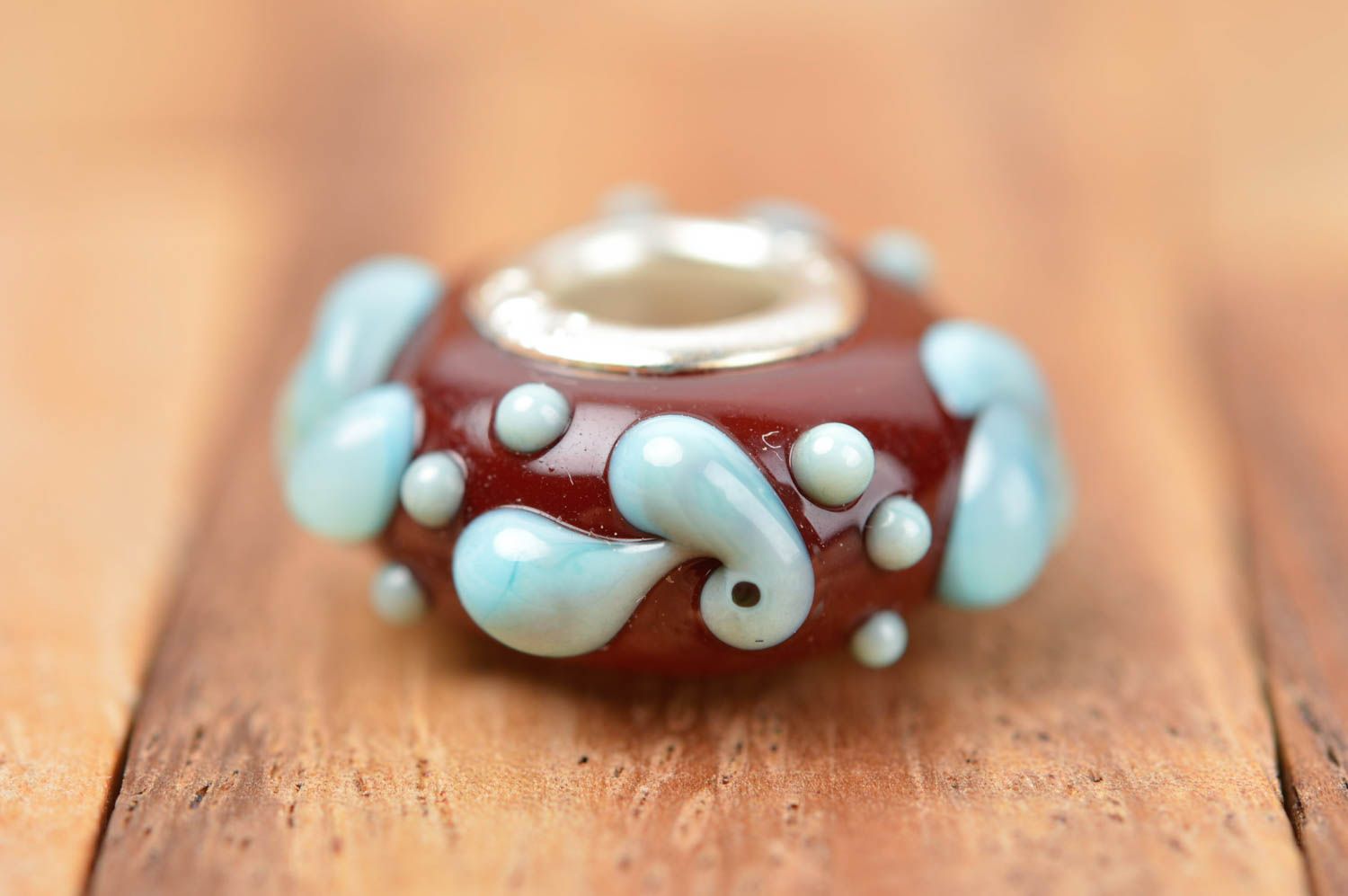 Perle en verre fait main Fourniture pour bijoux bordeaux bleu Loisirs créatifs photo 2