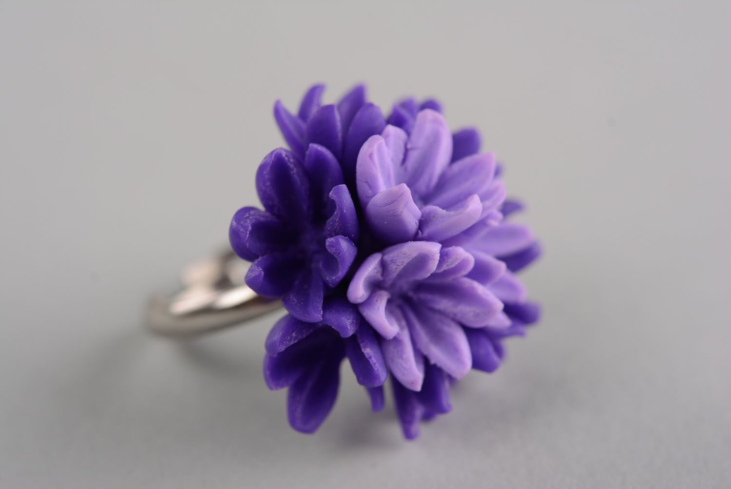Polymer clay ring Lilac photo 1
