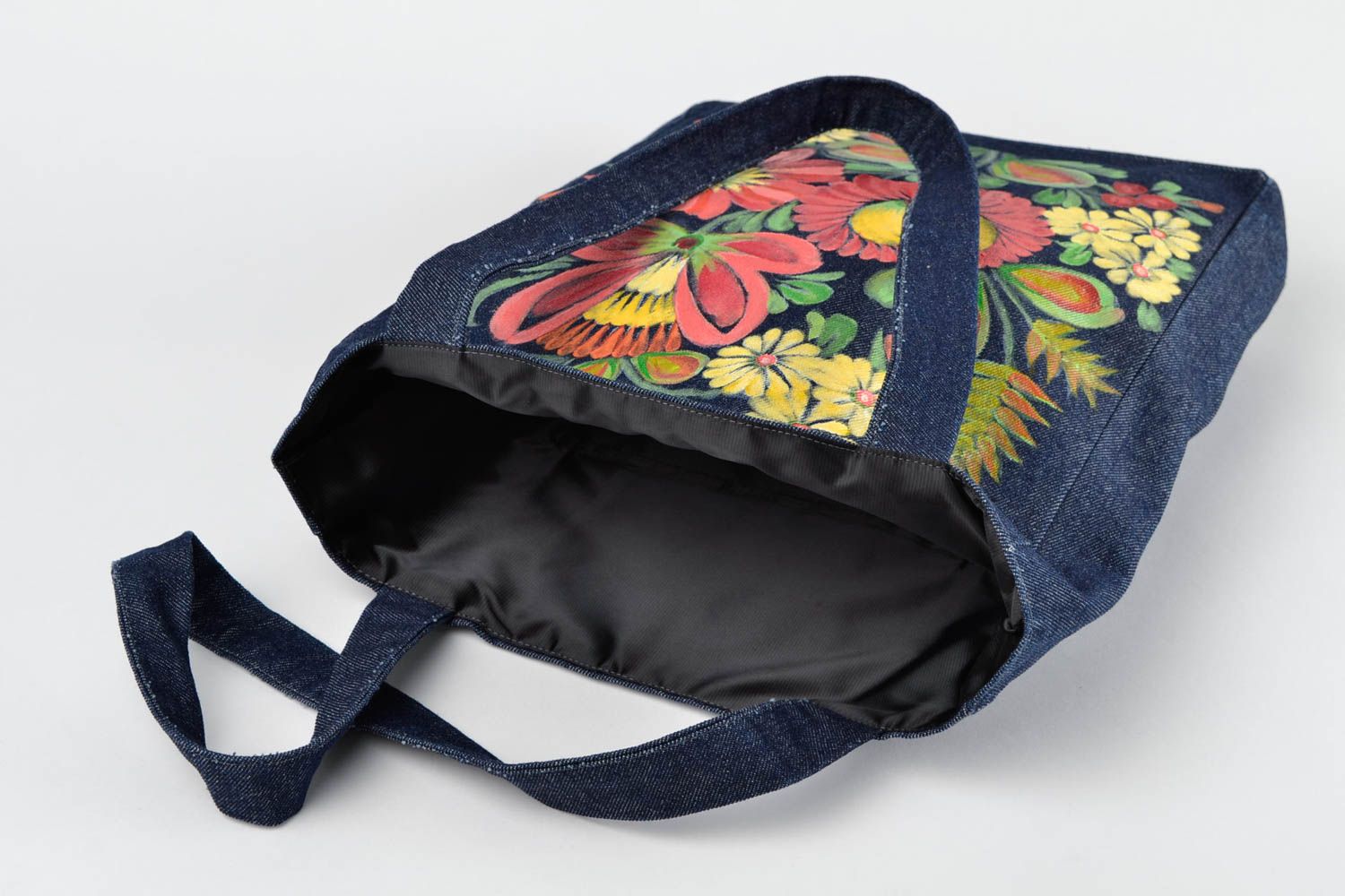 Сумка ручной работы женская сумка из коттона тканевая сумка с ручной росписью фото 3