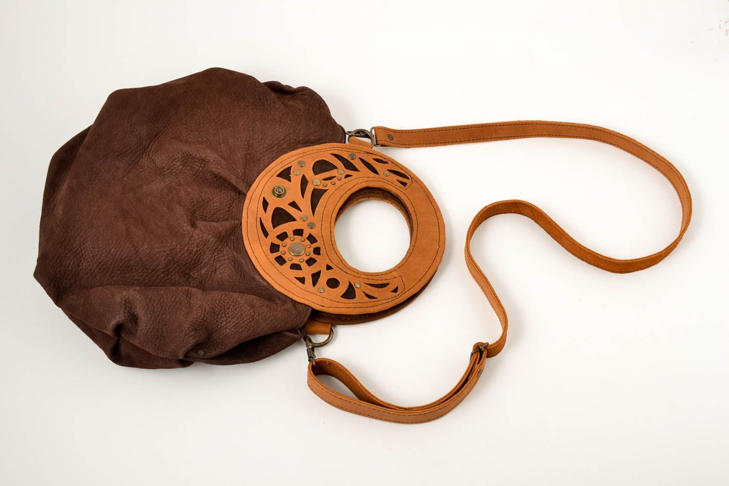 Сумка ручной работы сумка через плечо красивая кожаная сумка коричневая фото 2