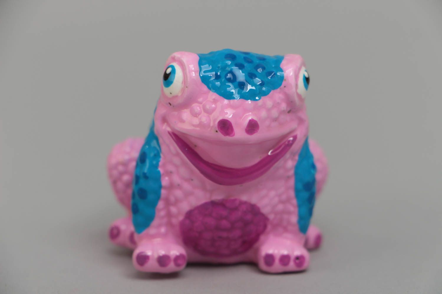 Bright plaster statuette Frog handmade figurine painted with acrylics  photo 4