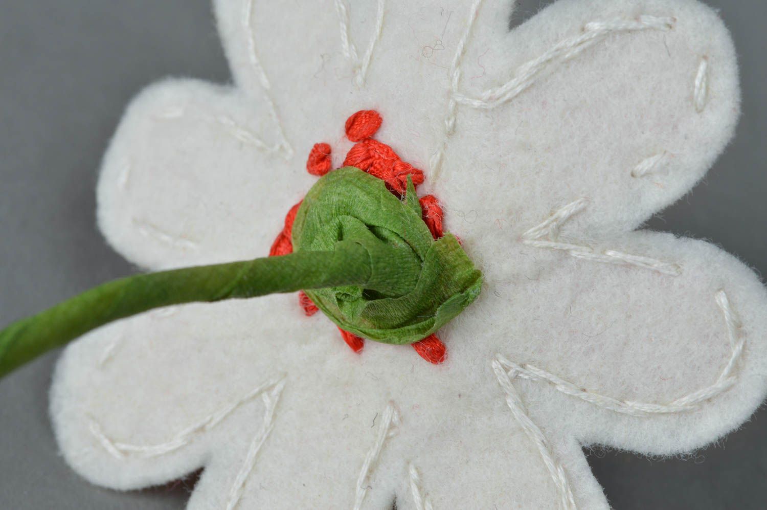 Handgemachte Deko Blume aus Textil Kamille in Rosa mit beugbarem Stiel schön foto 4