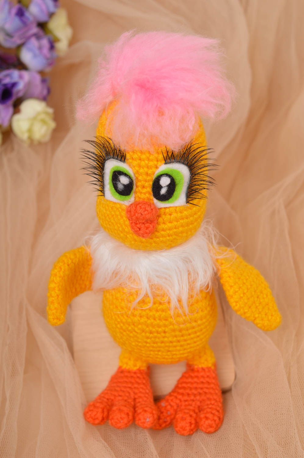 Crocheted chicken toy handmade crocheted toy for babies present for kids photo 1