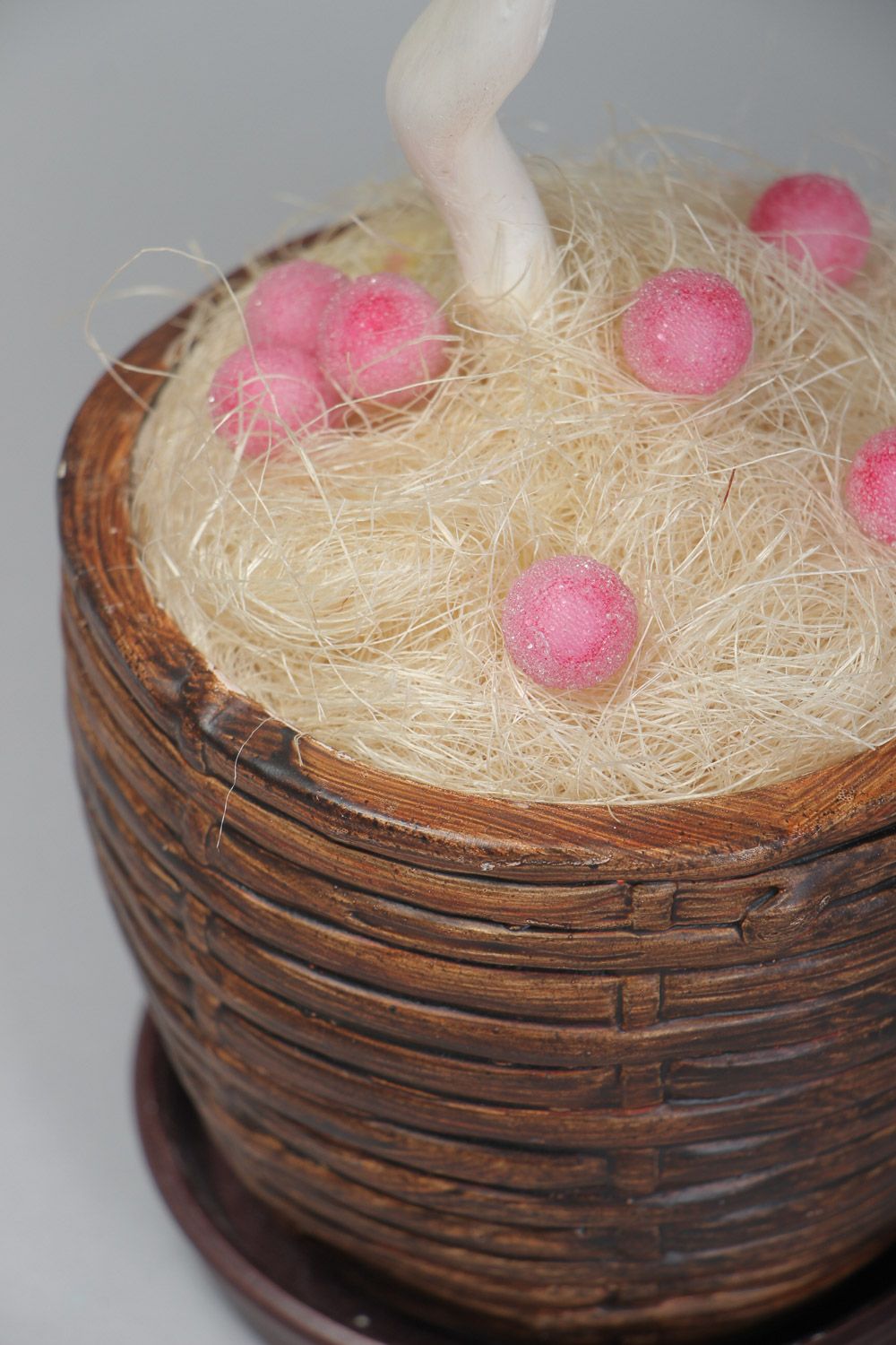 Topiario artesanal rosado de foamiran en maceta para decoración de casa foto 3