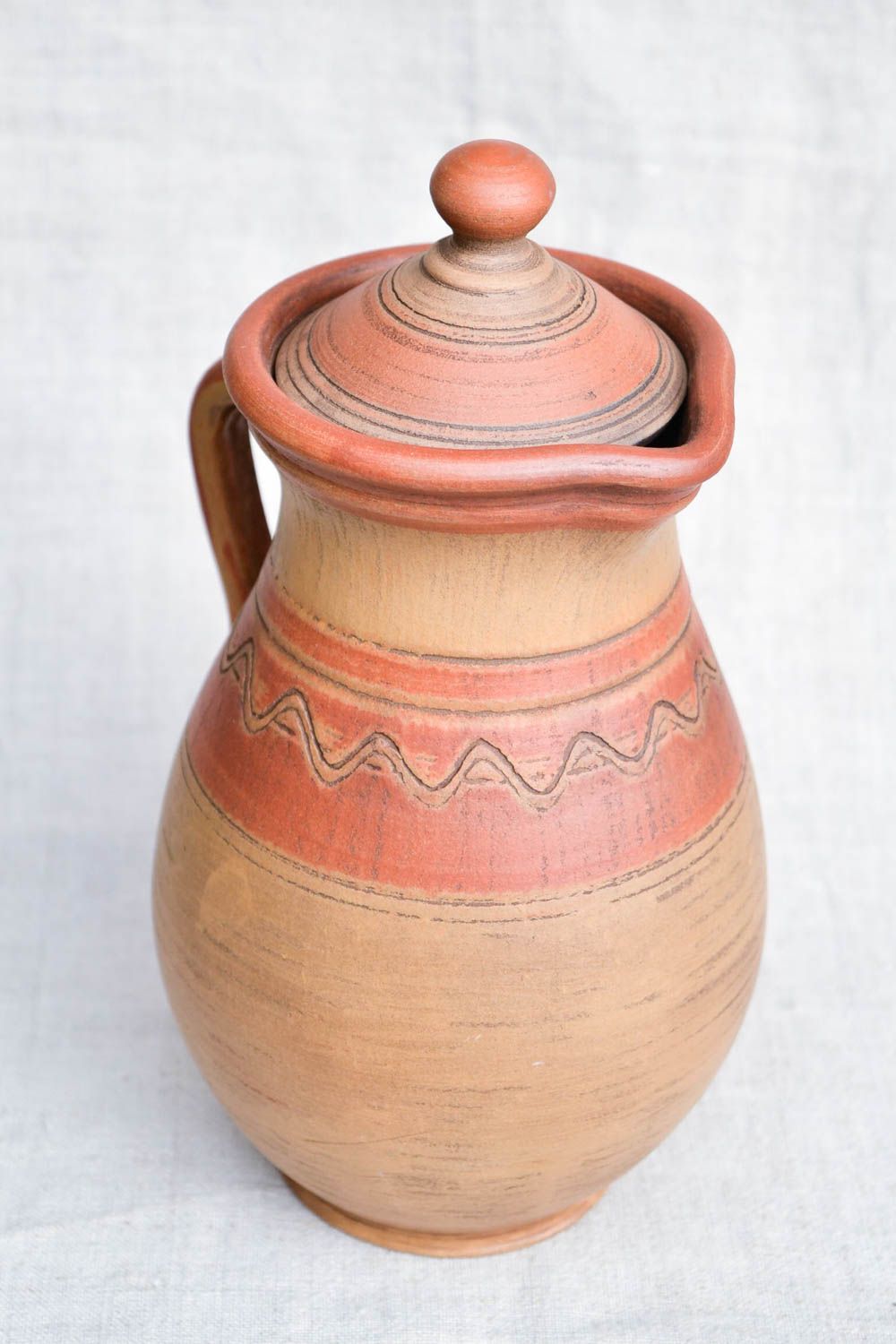 60 oz ceramic terracotta milk pitcher with handle and lid 13 inches, 2 lb photo 3