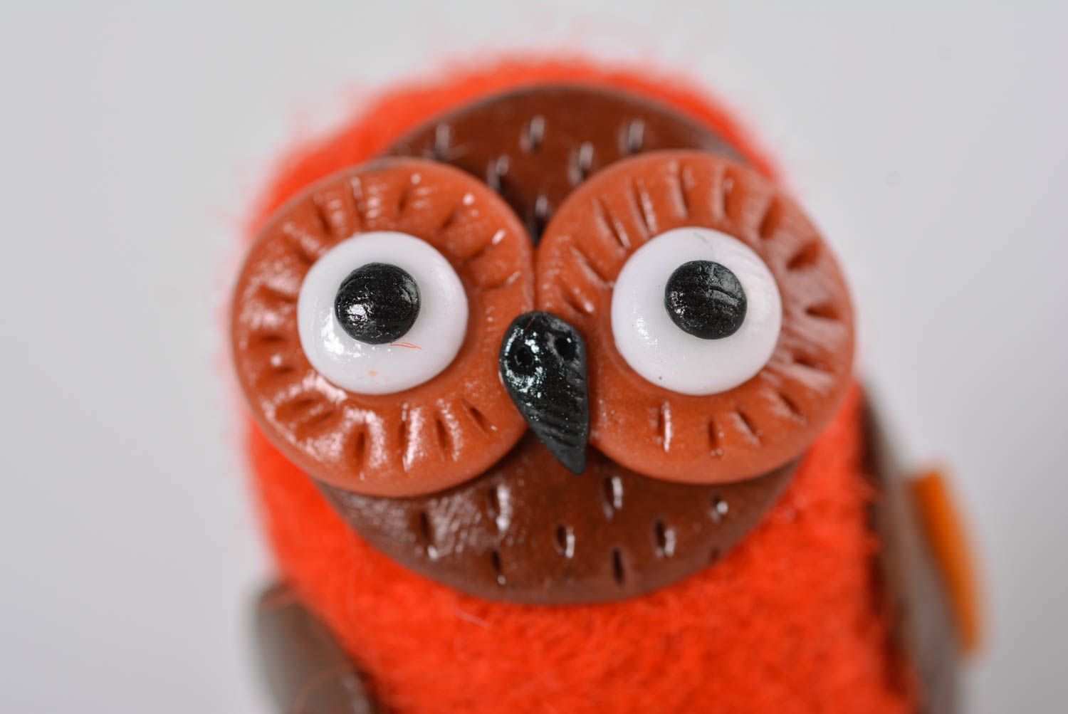 Валяная игрушка хэнд мэйд фигурка из пластики игрушка из шерсти Оранжевая сова фото 2