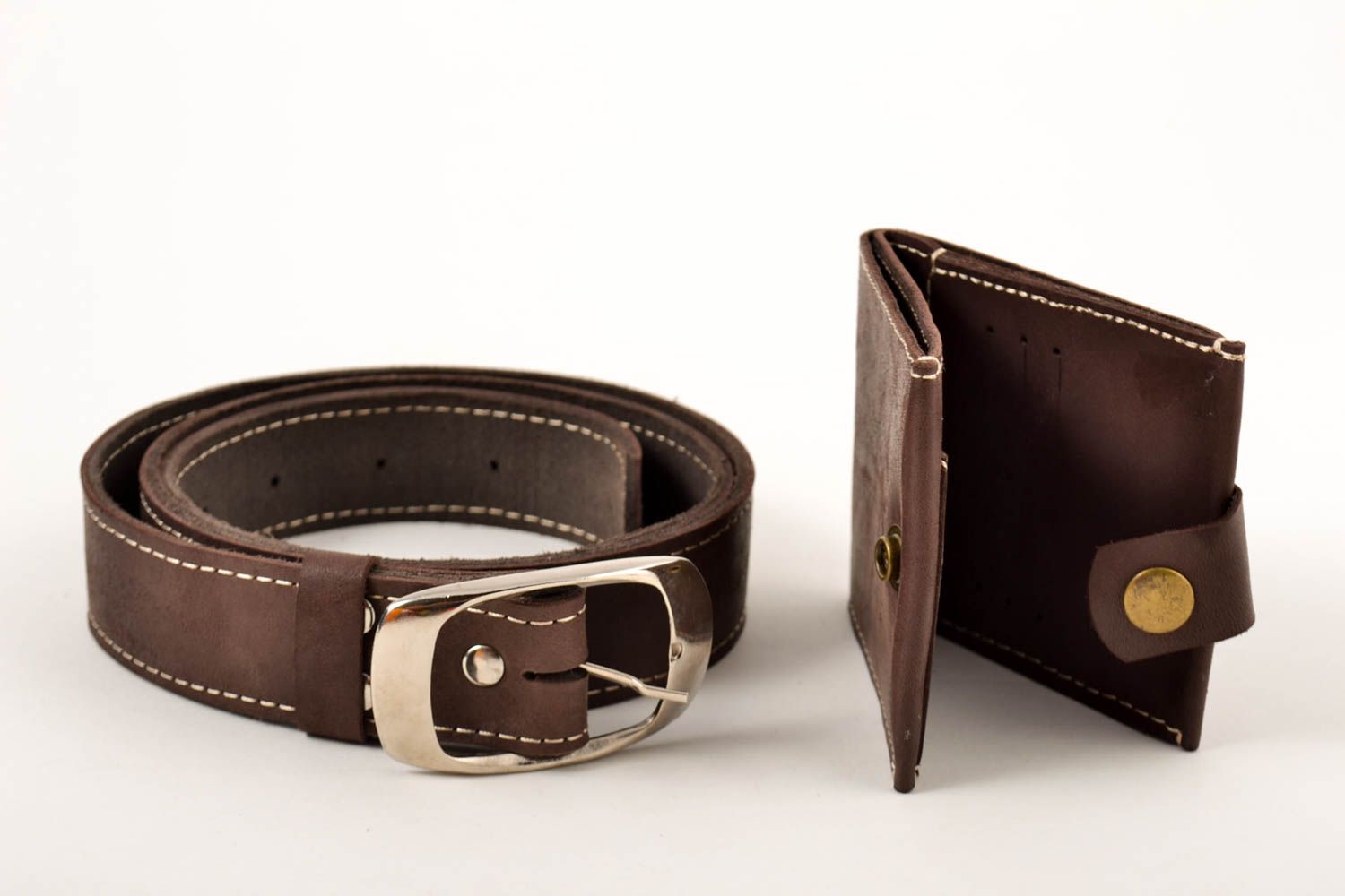 Accessoires für Herren handmade Herren Ledergürtel dunkel Portemonnaie aus Leder foto 1