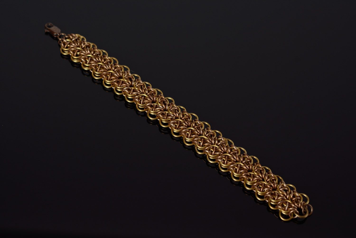 Stilvolles breites einzigartiges umgewöhnliches handmade Ketten Armband aus Metall  foto 1