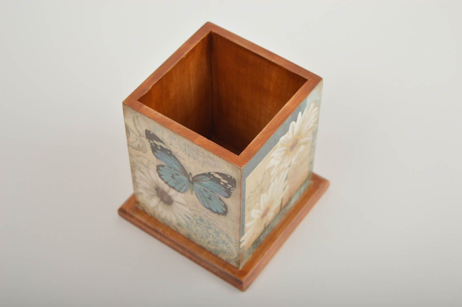 Handmade Behälter aus Holz Deko aus Holz Accessoire für Küche Decoupage Technik foto 3